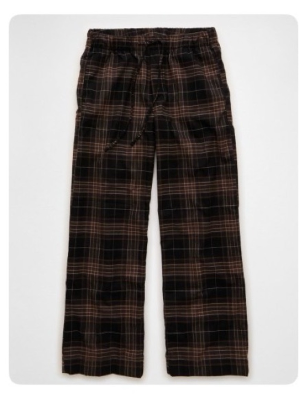 American Eagle Outfitters Brown & Black Plaid Wide-Leg Trousers